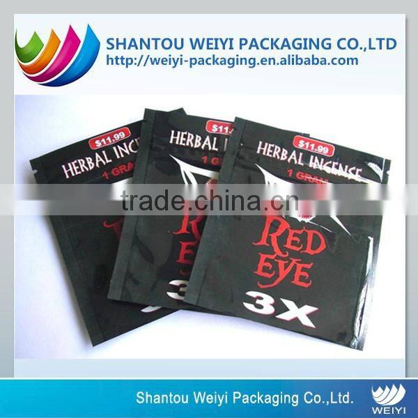 Gravure printing green giant herbal incense bag
