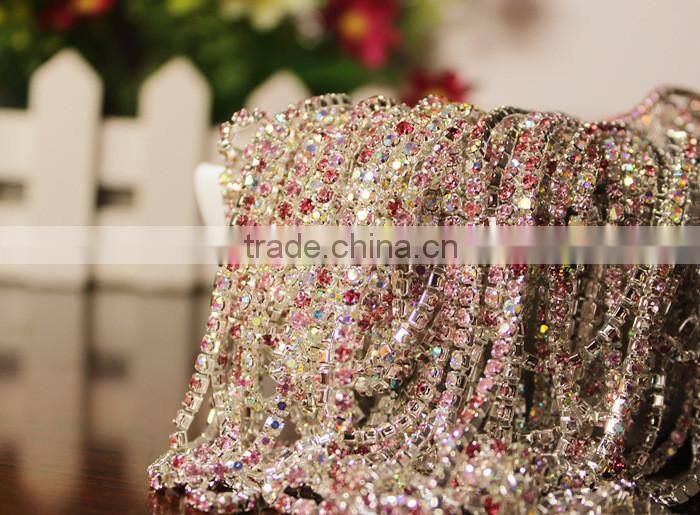 SS20 4.5mm Colorful Crystal Silver Plated Rhinestone Chain hanging crystal Wedding decorations, Garments Decoration YSCHC1015