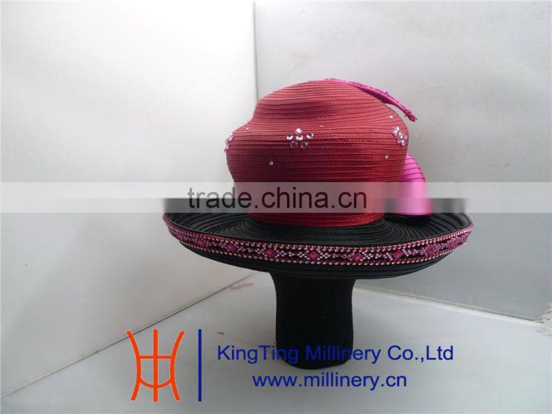 Wholesale Church Hat For Ladies Red/Black BM-5013