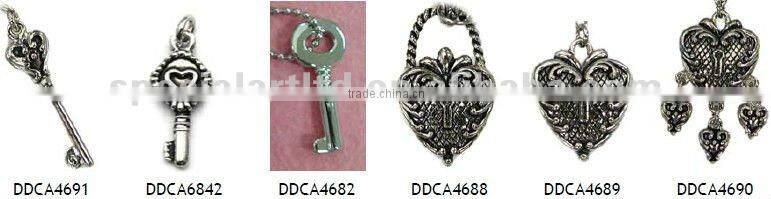 wholesale metal lock and key pendant/charms,various designs,passed SGS factory audit