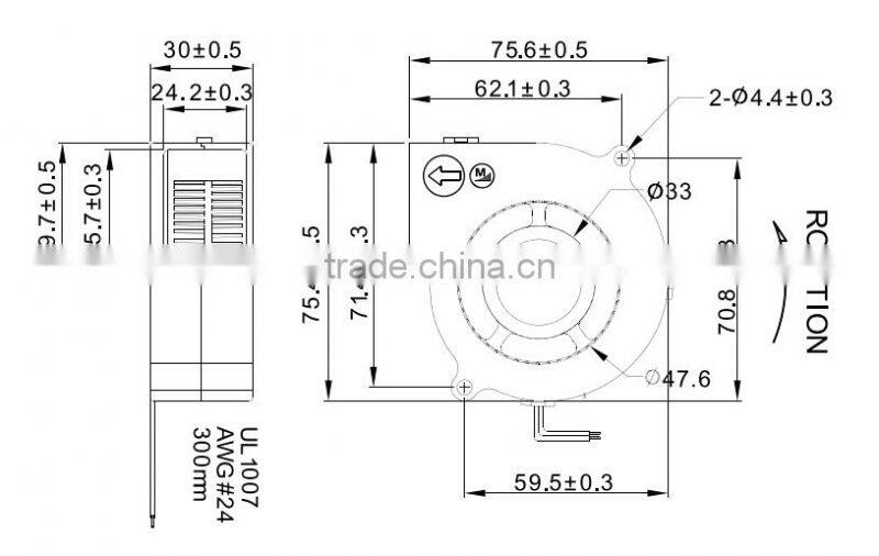 3 inch 3 Wires Car Blower Fan with PWM / Car Centrifugal Fan 75mm*75mm*30mm