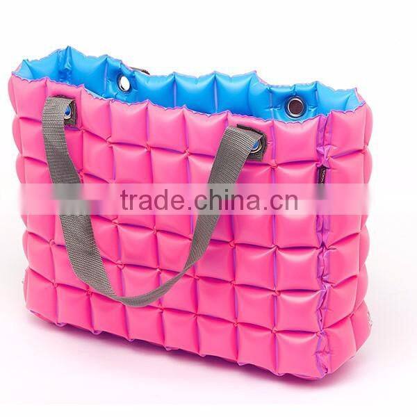 Rose/White inflatable bubble tote bag for beach