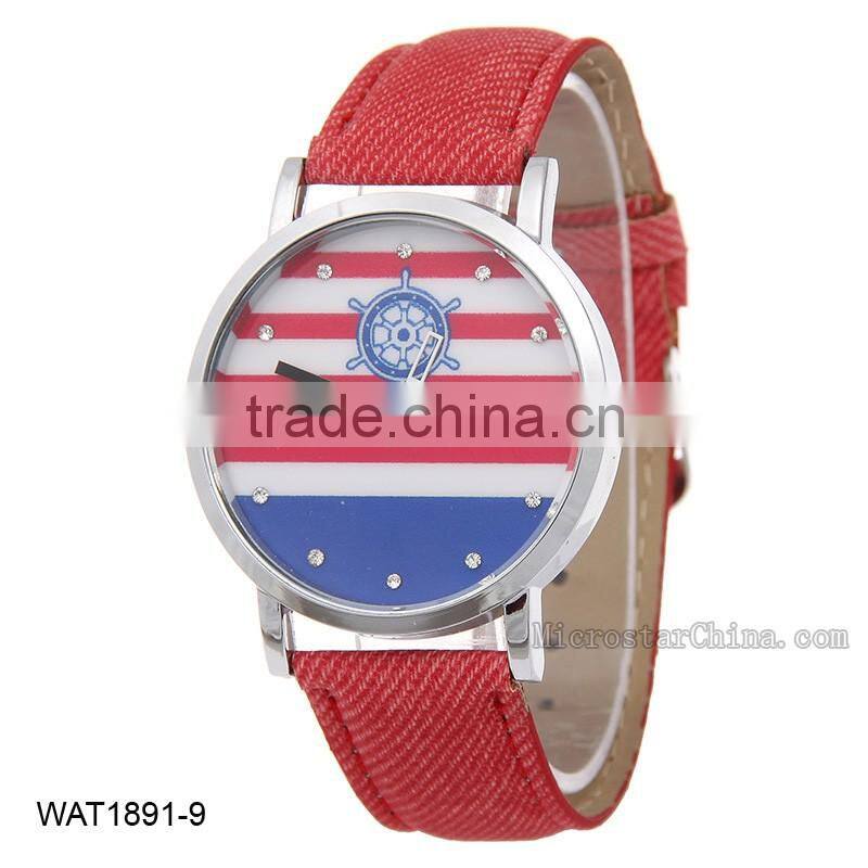 2016 Navy Blue Canvas Strap Wrist Watch