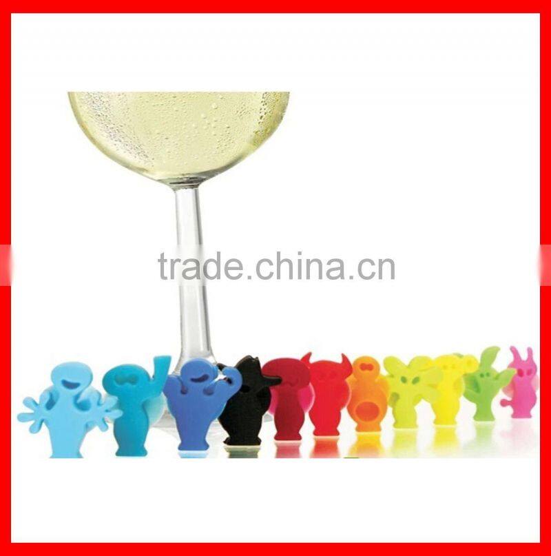 2014 best seller bubble Silicone Rubber Wine Glass Suction Charms