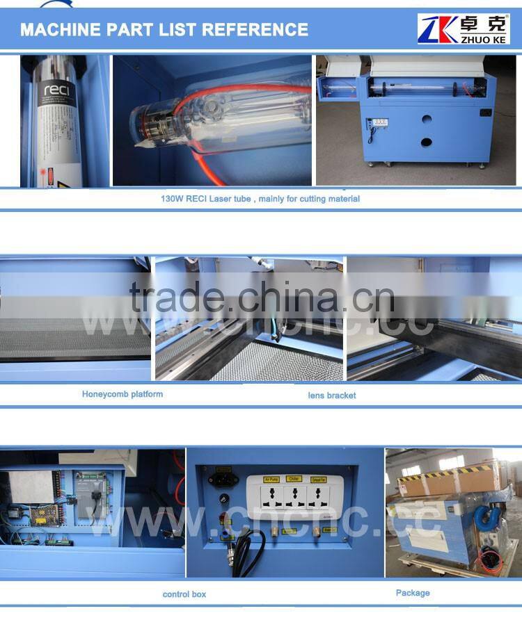 hot sale leather paper laser cutting machine with Leetro 6525 control card ZK-9060-130W