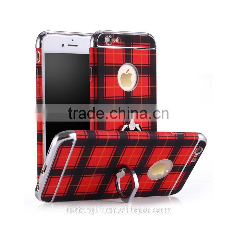 2016 With ring kickstand Luxury 3 in 1 Hard PC Marbling Phone Case Cover For iPhone 5S SE 6 6S Marble Checked Pattern Phone Case