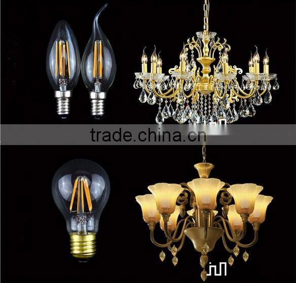 Factory wholesale 4w 6w E27/E26/B22 led filament candle e14 for decoration chandelier