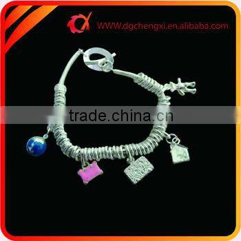 Promotion bling design link bracelet with fashion handbag charms