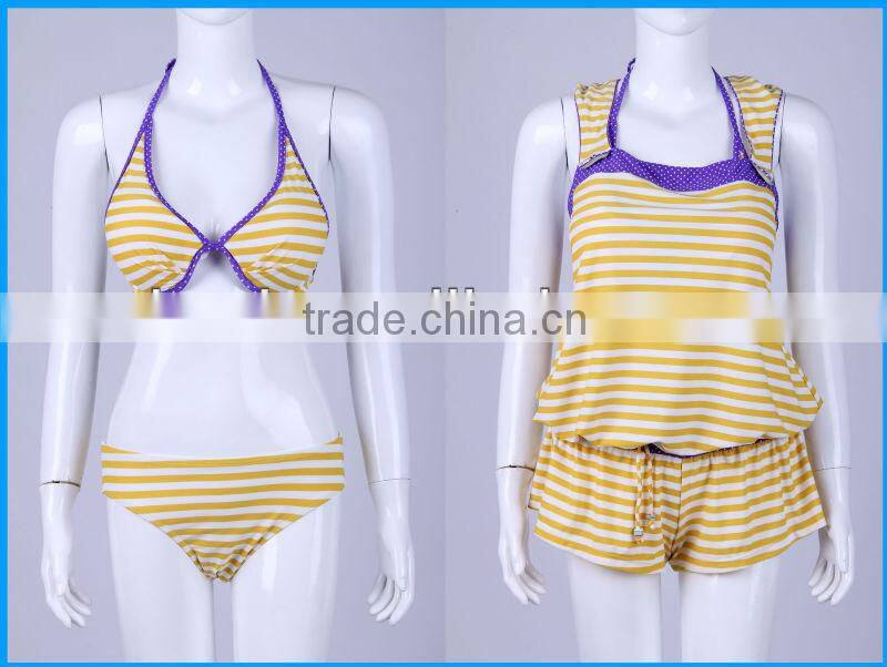 Domi hot sex image photo bikini sets with full stripe style swimwear and beachwear