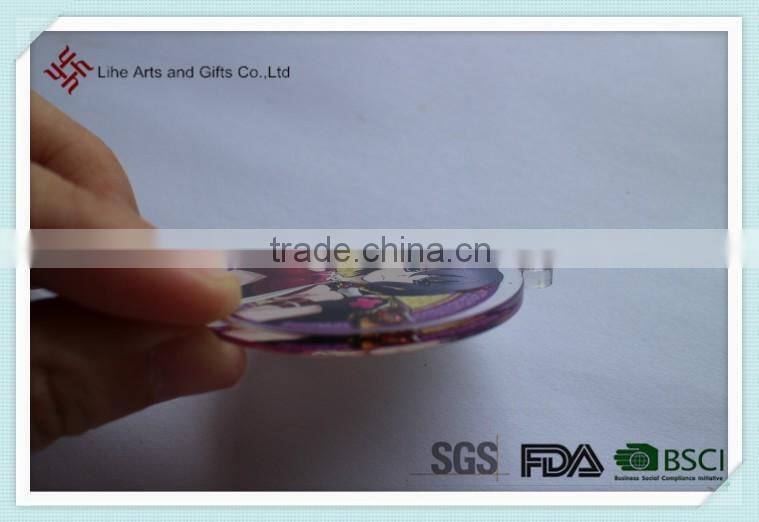 Manufacture acrylic material cartoon sex girl round keychain