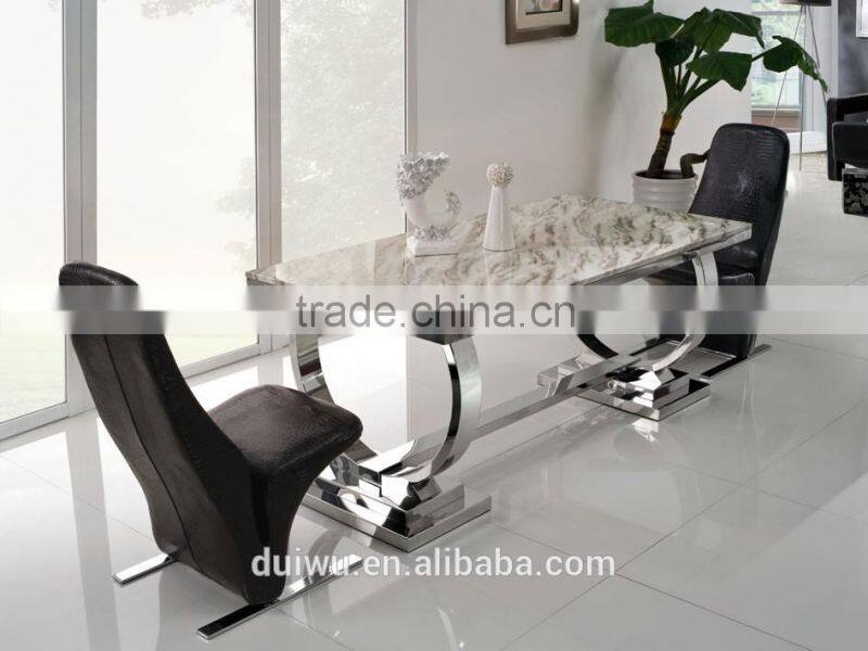 Modern home furniture 6 seat rectangle marble top dining table designs