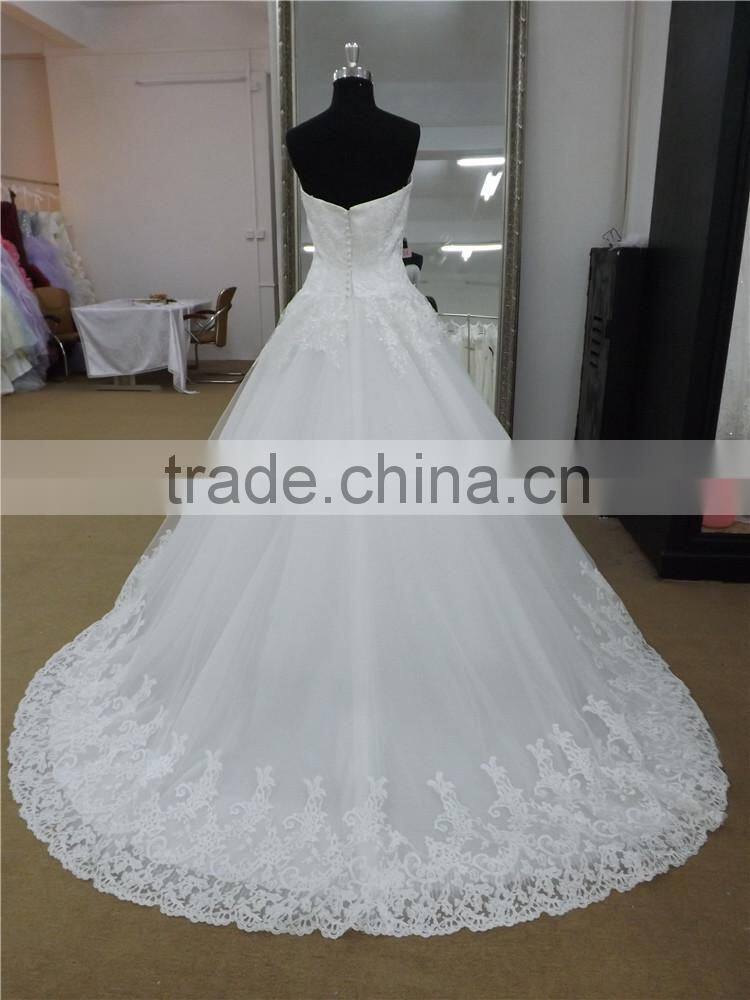 new arrival sexy sweetheart lace bodice wedding dress with lace tail