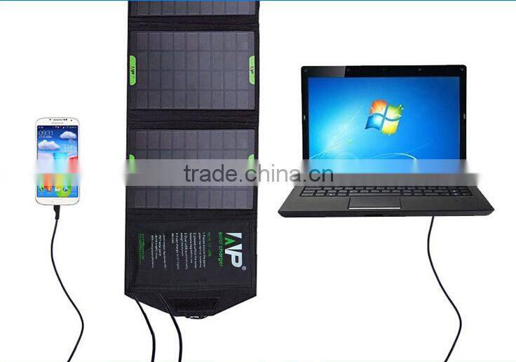 36W Foldable Solar Chargers for Laptop and Mobile phones with Dual Output Controller