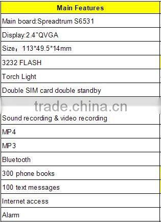 2.4'' Feature Mobile Phone with Torch Light,support T-flash card Feature Mobile Phone