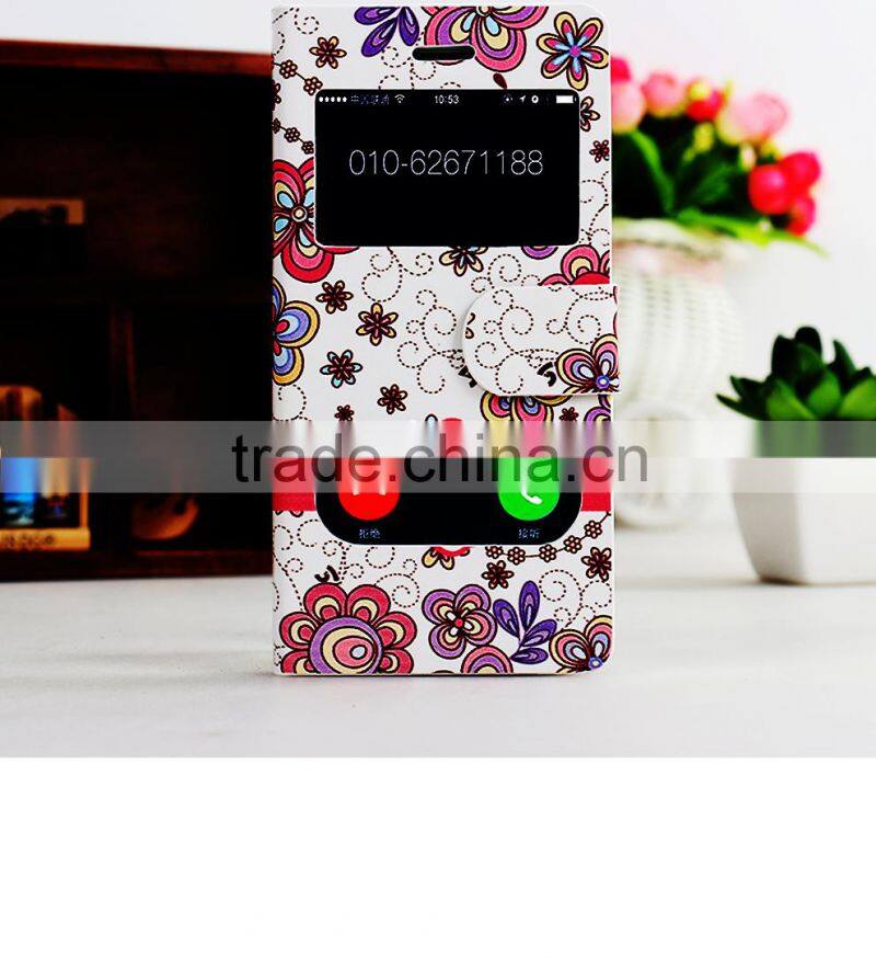 2015 high quality flower flip leather case cover for LG L20
