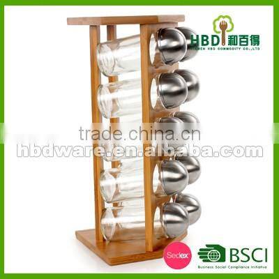 Spice jar set with bamboo rack wholesale