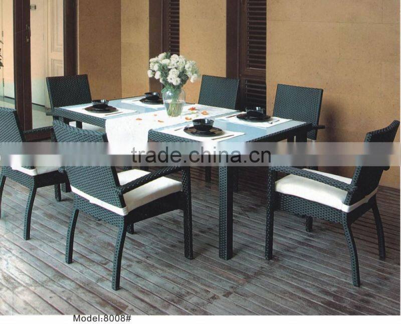 9pcs classic PE rattan wicker rectangle dining set with 8pcs arm chair
