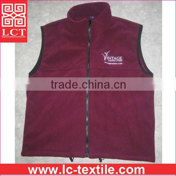 China clothing factory direct wholesale personalized womens sleeveless 280gsm work fleece vest with Zip-close pockets(LCTU0056)