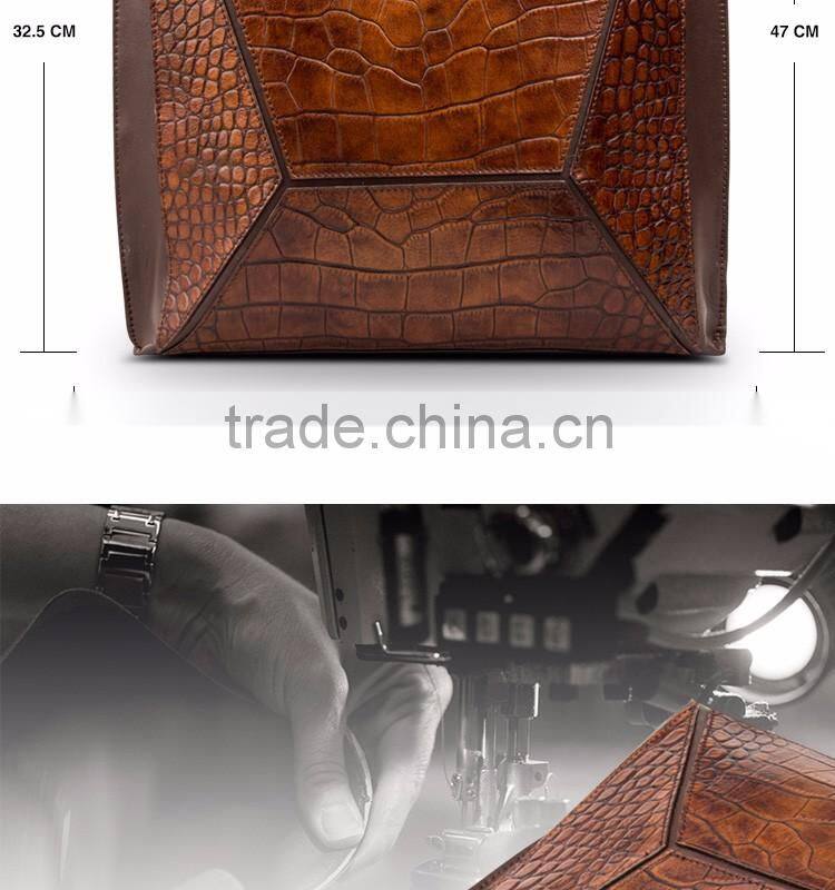 QIALINO new 2016 vintage leather briefcase leather man laptop bag for macbook air/pro 12 13