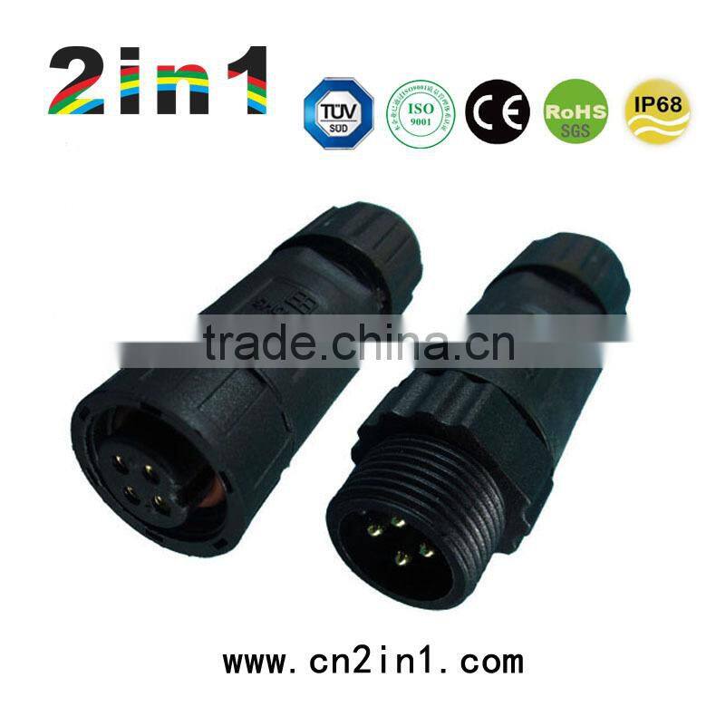 IP68 SQ14-4P Nylon Cable Wire Solder Electric Waterproof Connector