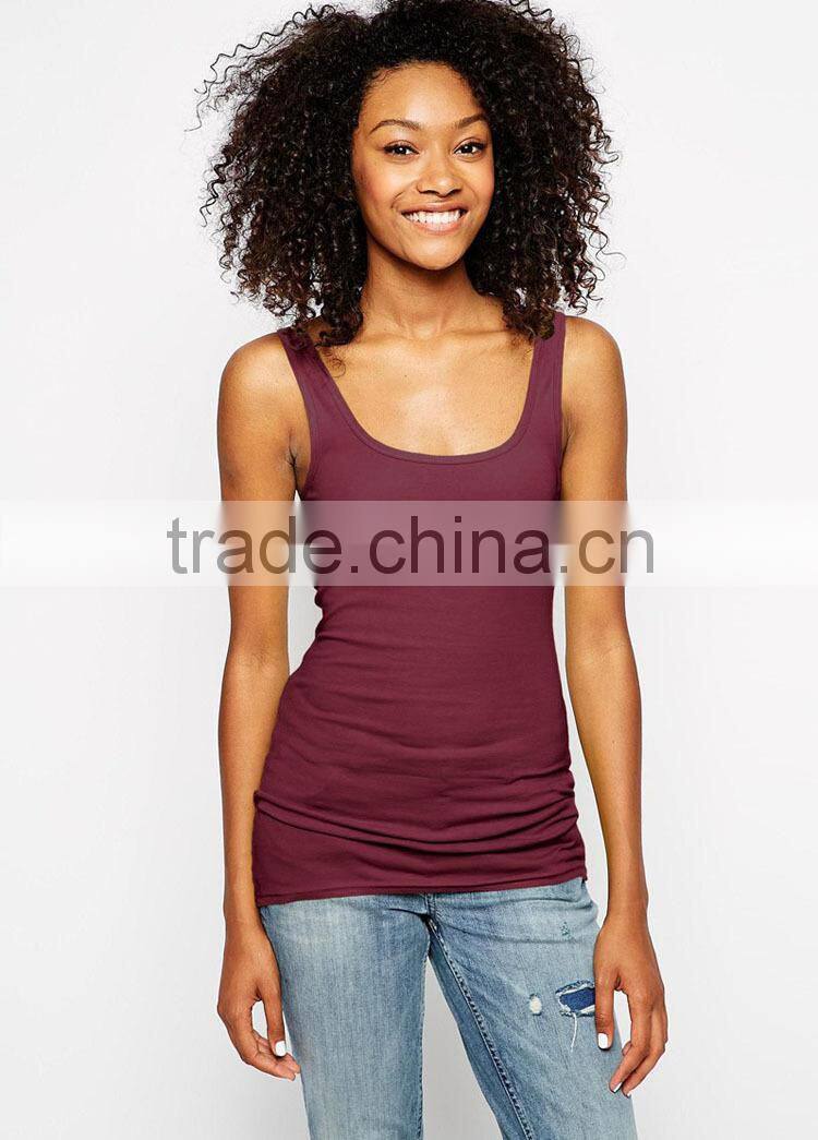 wholesale slim fit ladies 100 cotton tank top with o neck plain gym singlet