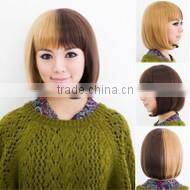 Top popular golden and brown bob wig with bangs