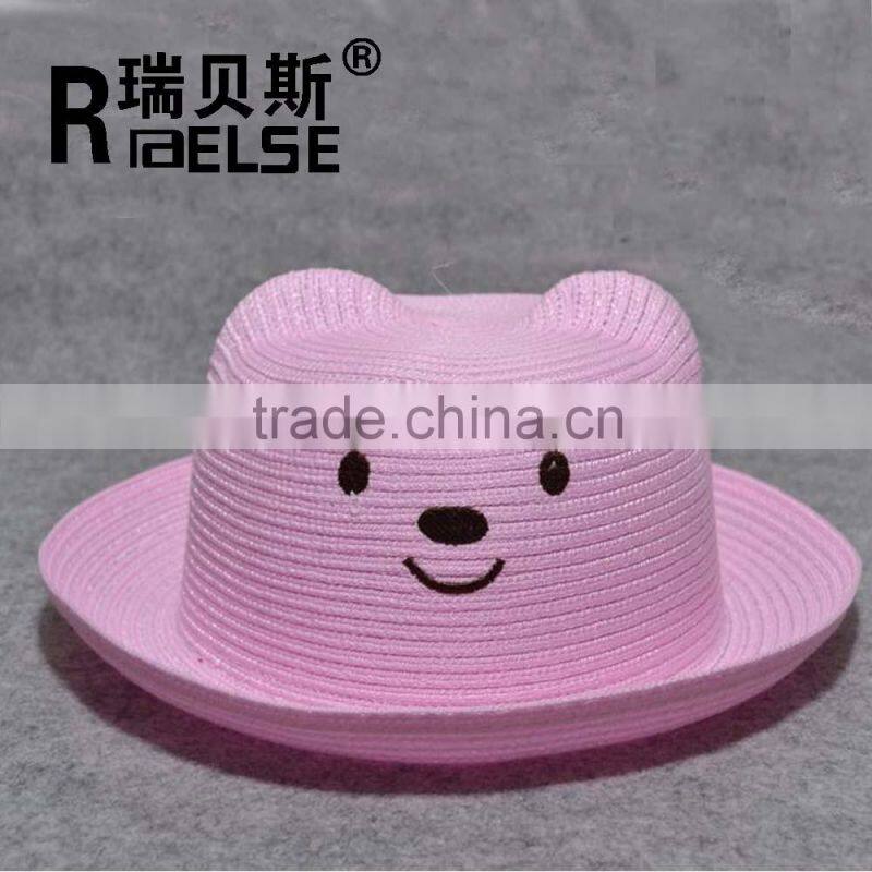kid bear fashion paper straw hat