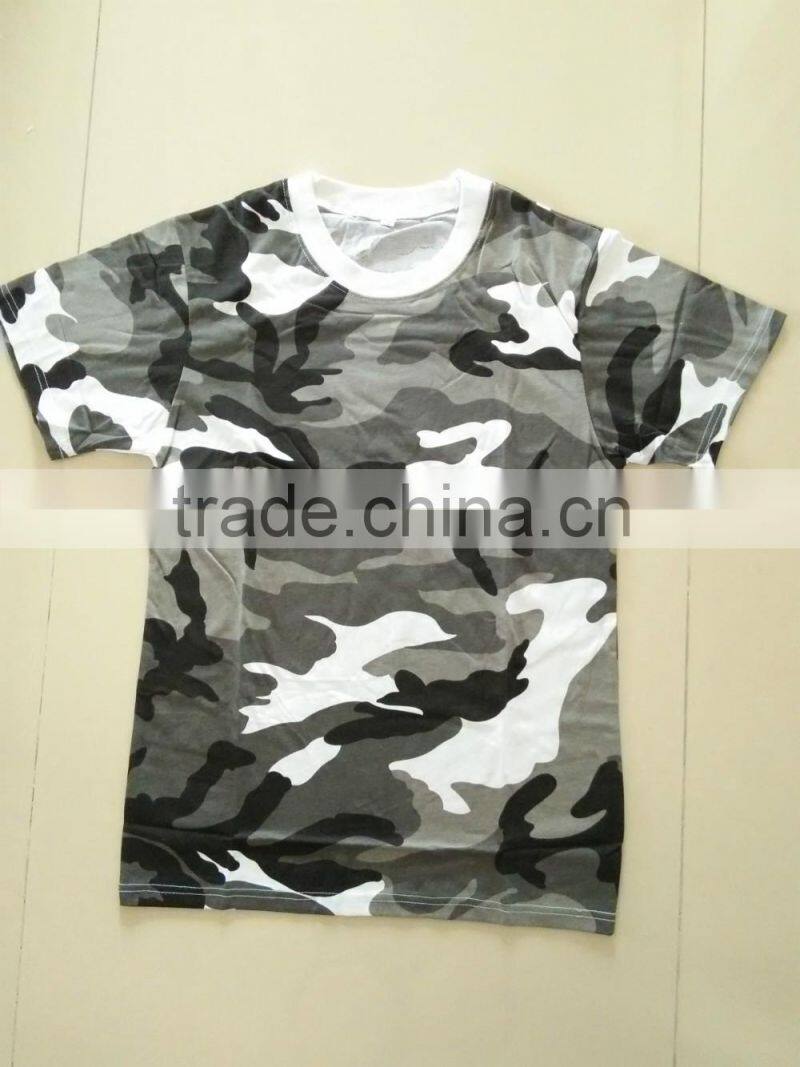OEM 60% cotton 40% polyester jersey grey camouflage military plain T shirt