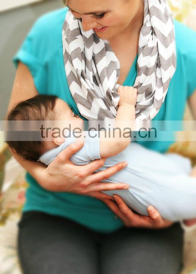 cotton spandex knit grey/white Private Breast Feeding Less Distractions For Expectant Mothers nursing scarf