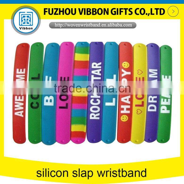 Factory directly sale custom colorful silicone slap wristbands