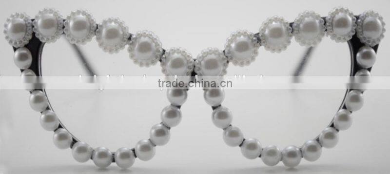 Brightlook full frame with pearl pretty decoration hot popular party glasses (HS1507012)
