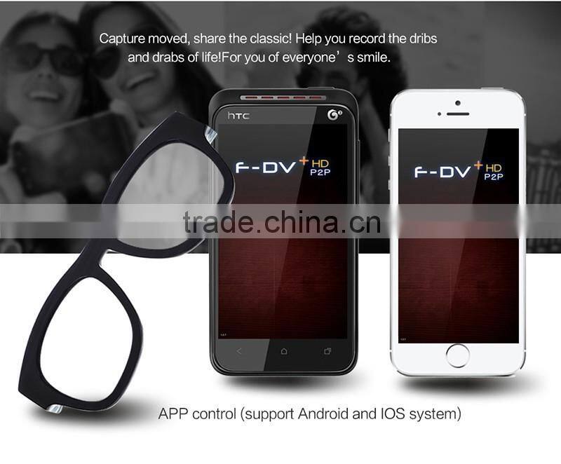 Fashion remote control 1080p full hd 5mp lens wifi spy camera glasses