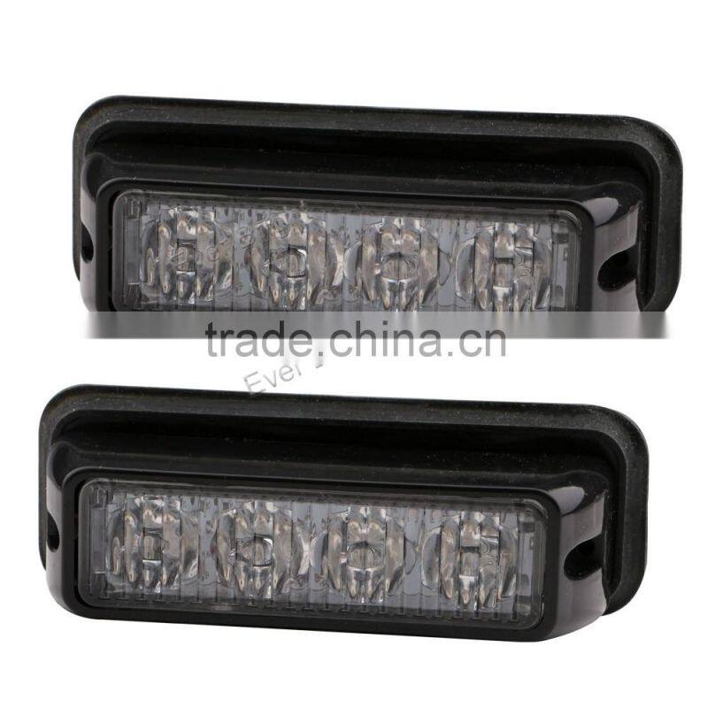 Universal 4 LED White&Yellow Strobe High Power Flasher Lights Car Truck Warning Caution Emergency Construction Strobe Light