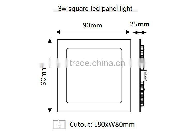 Hotel lighting led panel light / 3w ultra-thin led recessed ceiling panel light / LED square ceiling lamp