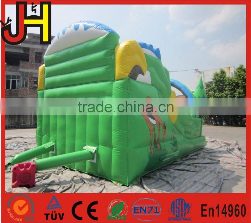 Green forest jungle jumper inflatable bouncer slide, forest water slide