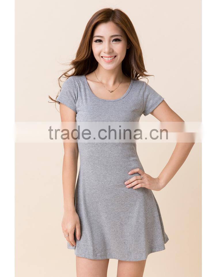 2015 Stylish Women Summer Dress New Korean Girls Ladies Mini Dress Short Sleeve Candy Color One Piece Slim Basic Dresses S-XXL