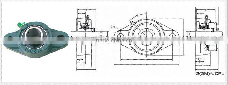 Metric Chrome Steel UCFL207 UC208 UCP209 pillow block bearing