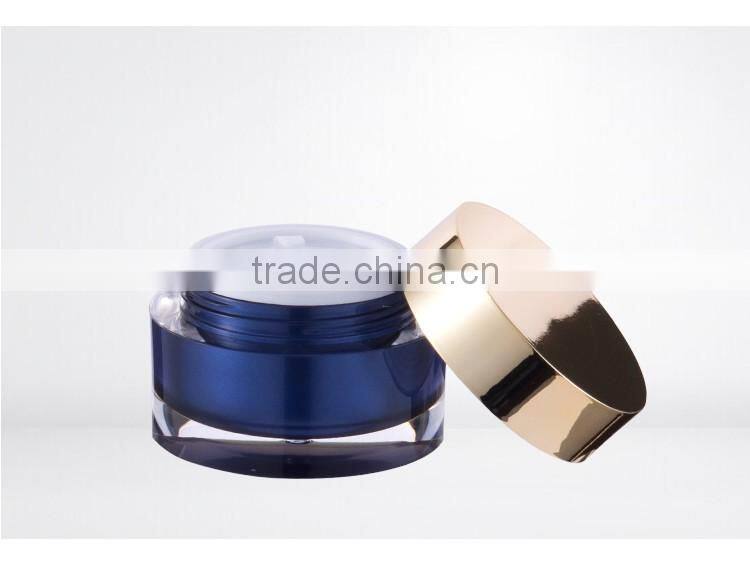 Wholesale matte fancy double wall clear empty blue aluminum 50g jar