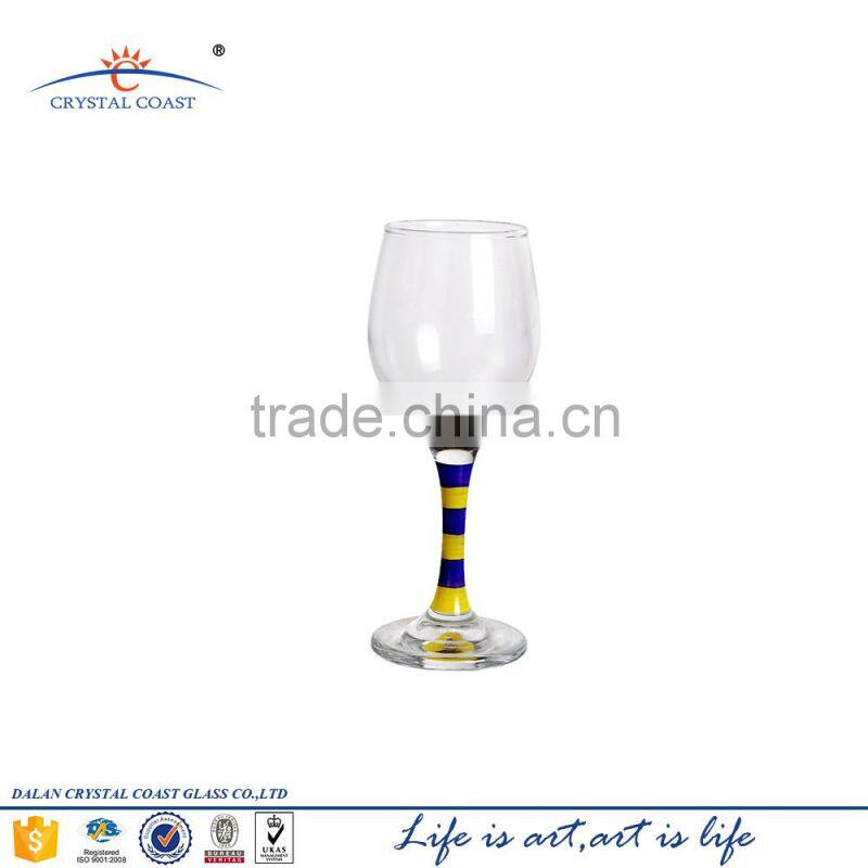 factory price hand painted colored wine glasses designs stemware;wholesale wine glass