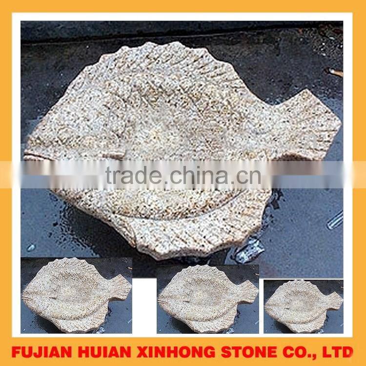 Granite fish shaped sinks for bird feeding , stone bird bowl