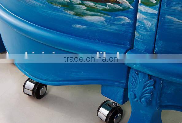 Mediterranean Style Dresser, Sailing Boat Handpainting Dressing Table and Chair, Wooden Multifunctional Dresser (BF01-X1155)