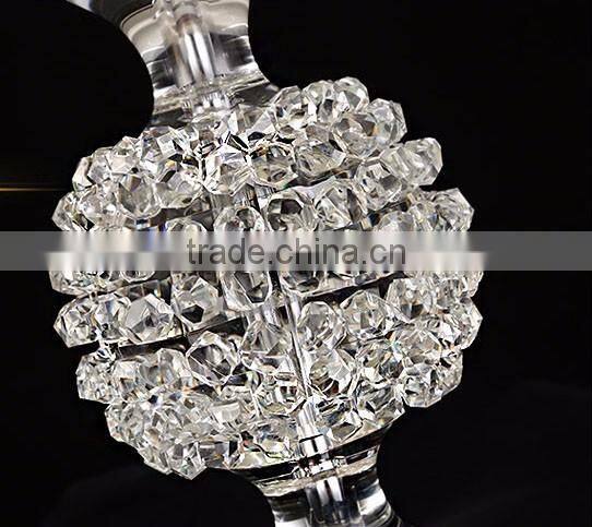 Modern home lamp crsytal ball design clear K9 crystal table lamp with white color lampshade