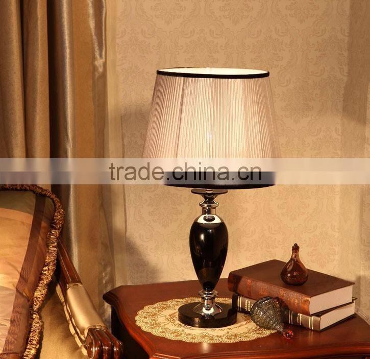 Vase shape black K9 crystal table lamp with lampshade