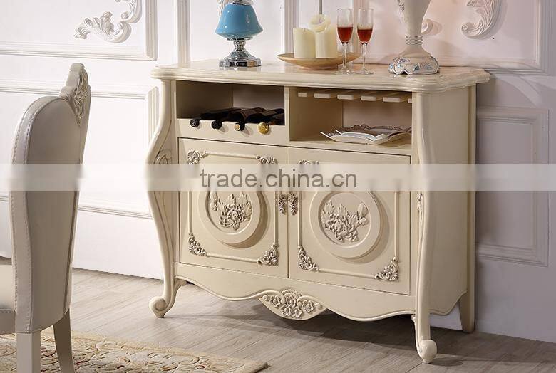 New design neoclassic solid wood chrysanthemum carving two doors sideboard