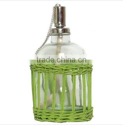 Natural Wicker Basket w/ Glass Flower Vase, Set of 2