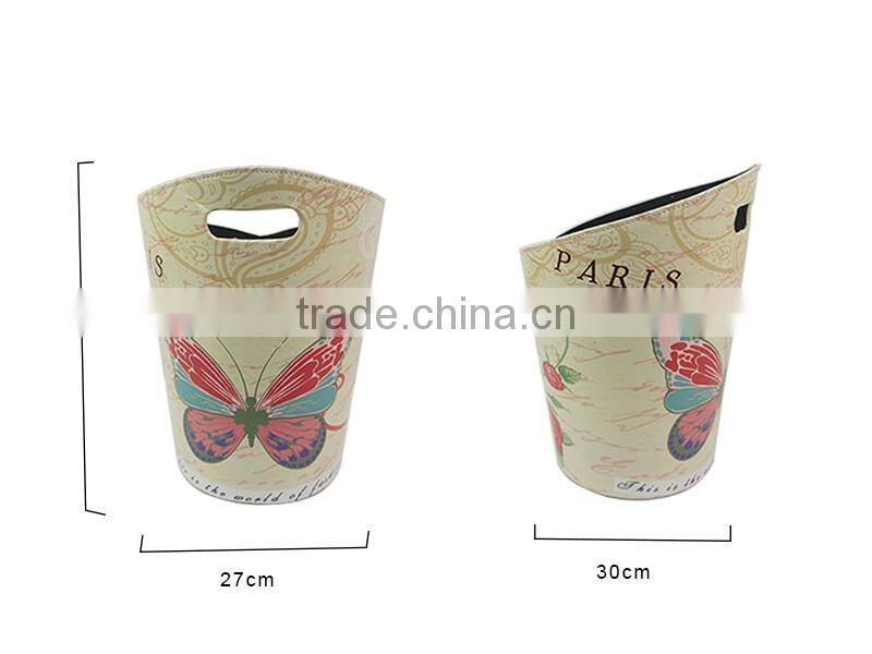 Living Room Bathroom Trash Can, Leather Trash Bin Without Lid