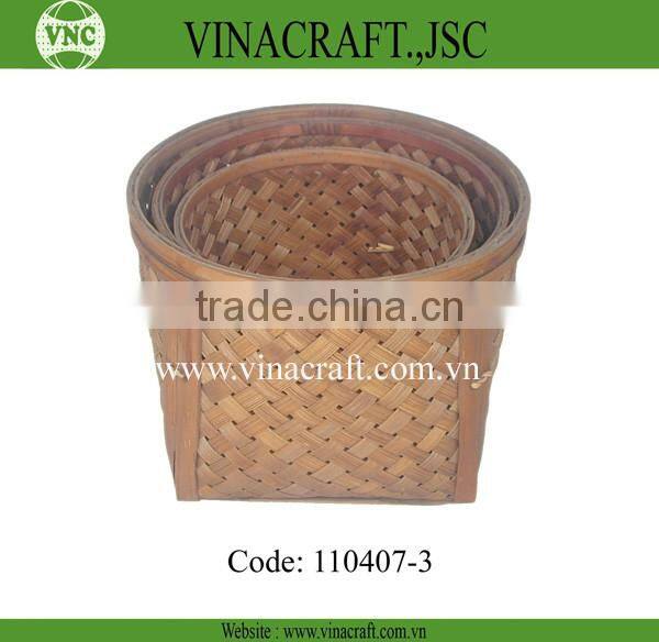 Bamboo waste basket set of two