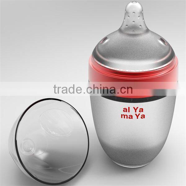 Eco-friendly Food Grade BPA Free Silicone Baby Feeder Bottle with Dispensing Spoon&Plastic Storage Cap