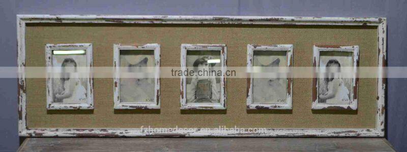 wooden multi photo frame with linen