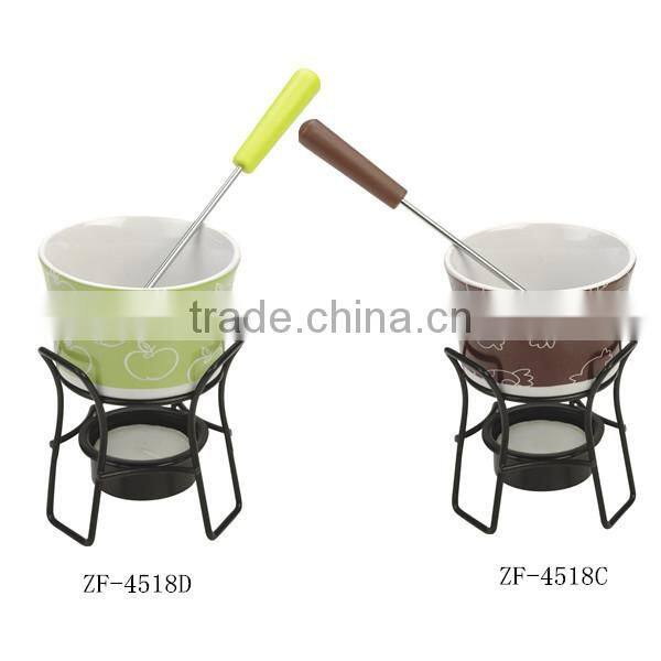ceramic mini chocolate fondue set